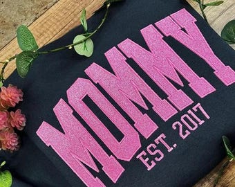 Sweat à capuche/sweat personnalisé avec prénom pailleté brodé, cadeau pour papa et maman