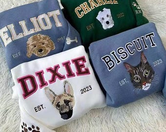 Personalized Pet Portrait Embroidery – Custom Name Gift for pet lovers