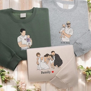 Ricamo personalizzato del ritratto di famiglia - Regalo di coppia personalizzato con amore