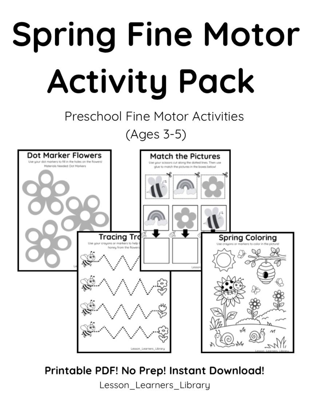 Preschool Spring Themed Fine Motor Activities | Pre Writing, Cutting ...