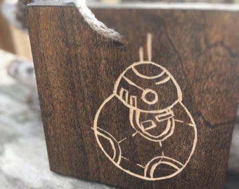BB8 Star Wars Inspired woodblock ornament