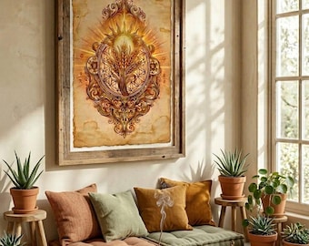 888 Ritual de Abundancia y Riqueza Decoración de Pared / Póster de Manifestación de Dinero / Decoración Espiritual de Prosperidad / Sigilo de Trigo de Cosecha Dorada