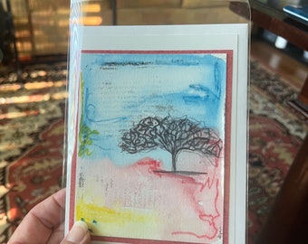 Hand Painted Card - Tree 4