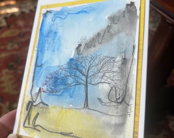 Hand Painted Card - Tree 3