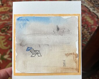 Hand Painted Card - Beach Chair 2