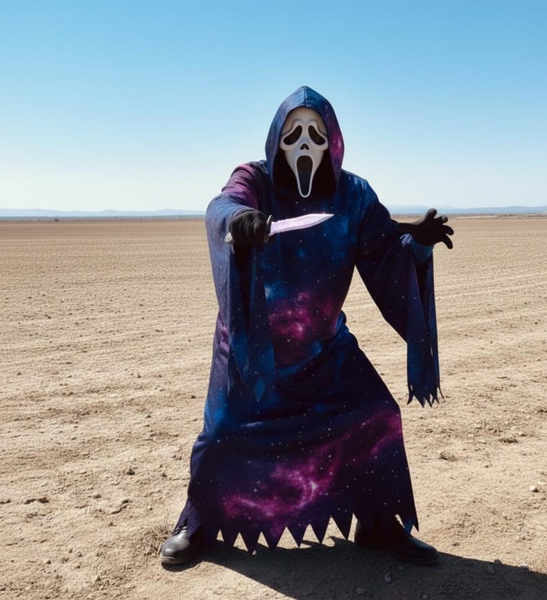 Horror Robe Luxury Black Galaxy Ghostface Robe – Sublimation Printed Wool Hooded ...