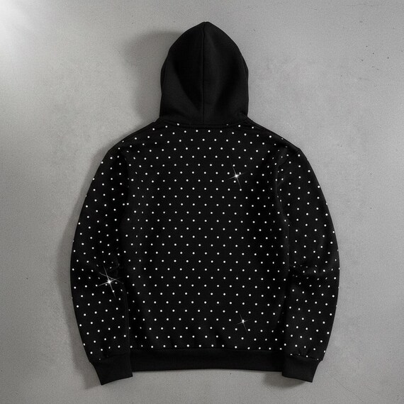 Rhinestone Star Hoodie | Black Studded Pullover, Rave Club Wear - Etsy