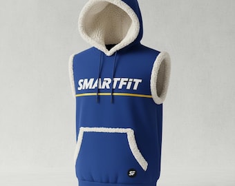 Sherpa Fleece Lined Sleeveless Hoodie Vest | Men's Gym Workout Tank Top