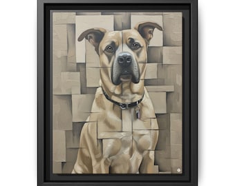 Boxerhundporträtt, inramat | Abstrakt Picasso-stil