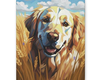 Canvastavla med porträtt av en golden retriever | Matt spänd väggkonst
