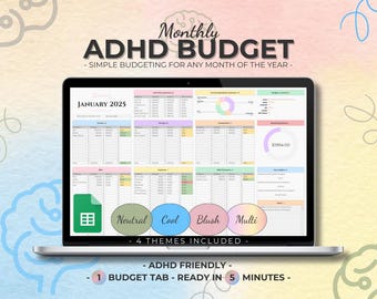 Monthly ADHD Budget Tracker Google Sheets Expense Spreadsheet Paycheck Budget Planner Simple Budget Template Beginners Financial Planner