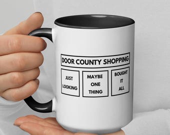 Door County Shopping Mug with Color Inside | Bought It All | Door County Gift | Ceramic Mug | FREE SHIPPING