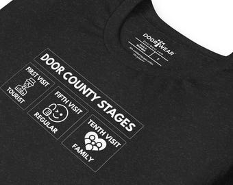 Door County Stages T‑Shirt | Tourist to Family Journey | Wisconsin Peninsula Life | FREE SHIPPING