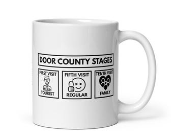 Door County Stages Mug | Tourist to Family Journey | Wisconsin Peninsula Life | FREE SHIPPING