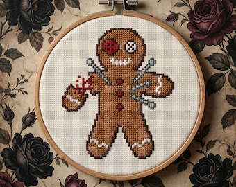 Patrón de punto de cruz de hombre de jengibre zombi / Adorno de terror Creepmas (patrón PDF)