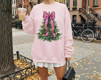 Coquette Leopard Bow Christmas Tree PNG, Sublimation, Printable Design, Digital Download