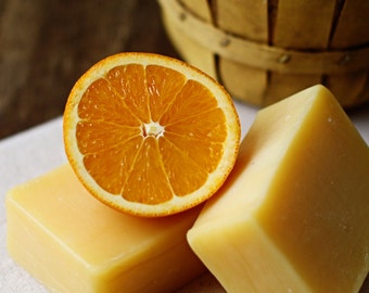 Savon à froid à l'orange et à la muscade fraîchement pressé - savon artisanal - savon végétalien - savon à l'orange - pain de savon