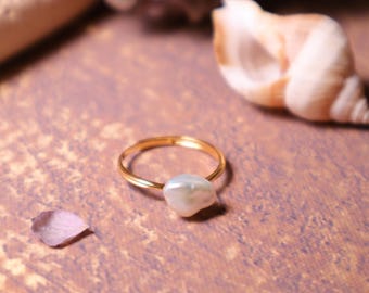 18K Vergoldeter Sterlingsilber-Ring mit Süßwasserperle