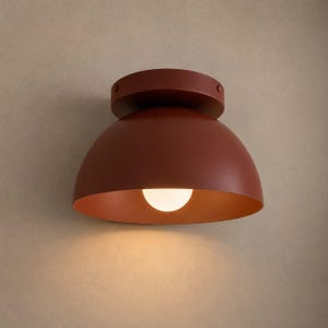 Modern Terracotta Flush Mount Ceiling Light Wooden Canopy Ceiling Lamp Scandinavian Minimalist Lighting Fixture Handmade Contemporary Home