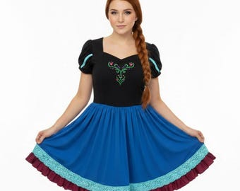 Abito da donna ispirato alla principessa Anna / Abiti Disneybound / Stile principessa magica con tasche / Collezione fantasy elegante / Taglie dalla S alla 4XL