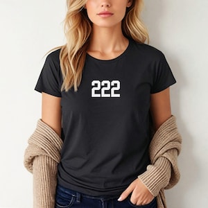 222 Angel Numbers Shirt for Women, Spiritual Graphic Tee, Black Manifestation Top, Divine Timing Gift, Angel Number T-Shirt, Boho Clothing