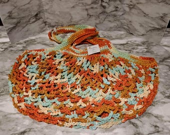 100% Cotton Mesh Market Bag - Crocheted and Handmade