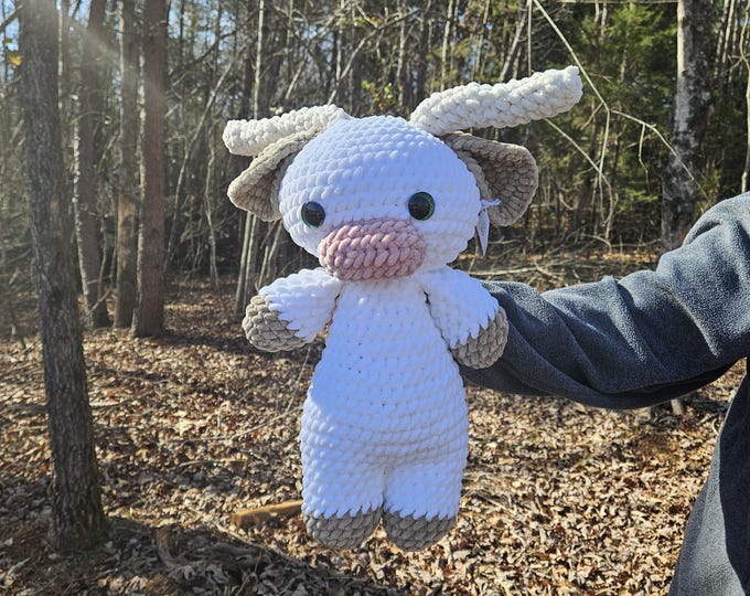 Longhorn Cow Plushie - Crocheted and Handmade