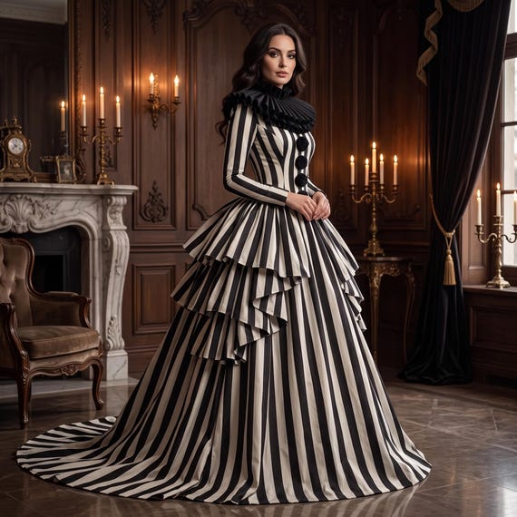 Victorian Gothic Maxi Dress, Black Ivory Halloween Costume