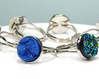 Bague Druzy ajustable : bijoux tendance en résine faits main