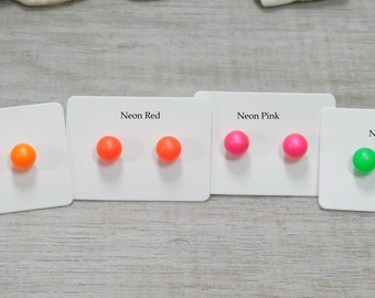 Swarovski Pearl Stud Earrings, Neon Colors, Handmade