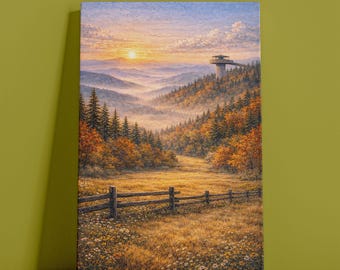Smoky Mountains National Park Canvas Wall Art, Vintage Travel Poster, Forest Mountain Landscape, Housewarming Gift