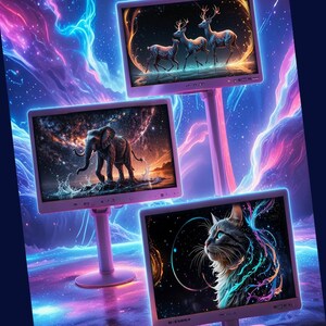 Light-Painted-Animals - 1 |  Collection of 22 AI-generated animal artworks, sculpted in light. 4K clarity.