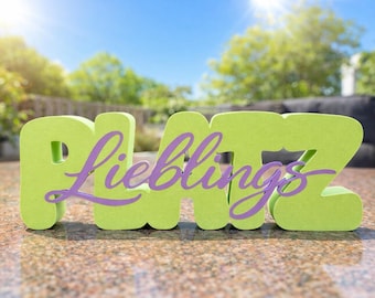 Letrero decorativo "Lugar favorito" impreso en 3D | Color personalizado | Decoración moderna para el hogar | Idea de regalo para el espacio de tu mascota | Fuente minimalista