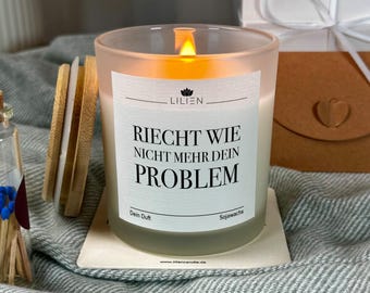 Duftkerze „Riecht wie nicht mehr dein Problem“ personalisierte Kerze Ruhestand, Kerze im Glas, Geschenk für Pensionierung, Rente, Senioren