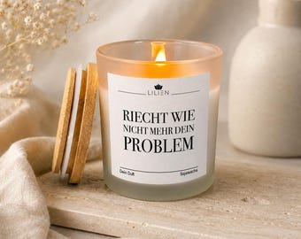 Duftkerze „Riecht wie nicht mehr dein Problem“ personalisierte Kerze Ruhestand, Kerze im Glas, Geschenk für Pensionierung, Rente, Senioren