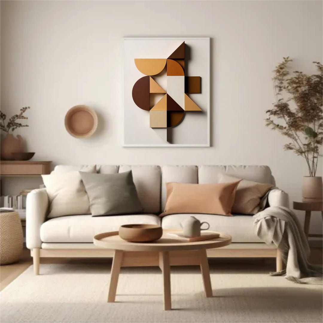 Mid Century Modern Abstract Wall Art | Geometric Neutral Poster ...