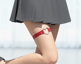 Heart Ring Faux Leather Leg Garter – Adjustable Gothic Thigh Accessory