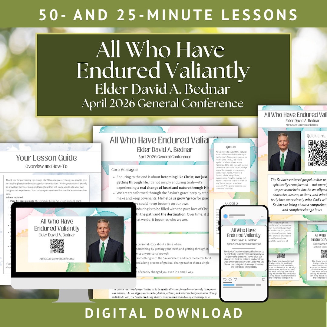 Valiantly Example Bednar Relief Society Lesson: