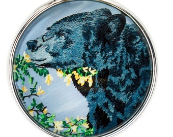 Bear Purse Charm, Bear Handbag Charm, Zipper Charm - From My Painting, Moment of Bliss - Salvador Kitti