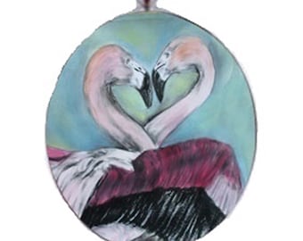 Flamingo Purse Charm, Flamingo Handbag Charm From My Painting, Synchronous Nesting - Salvador Kitti