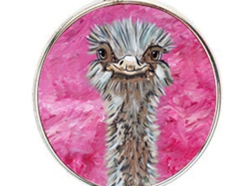 Ostrich Purse Charm, Ostrich Handbag Charm From My Painting, Santosha - Salvador Kitti