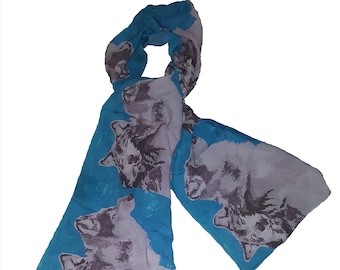 Wolf Animal Viscose Scarf- Grey Wolves from My Painting, Spirited Pack