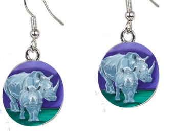 Rhino Earrings - From My painting, Stalwart Linage