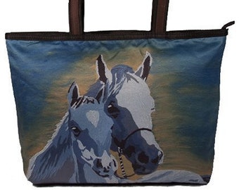 Horses Large Handbag or Horse Tote Bag - From my Original Oil Painting, A  Mother's Love