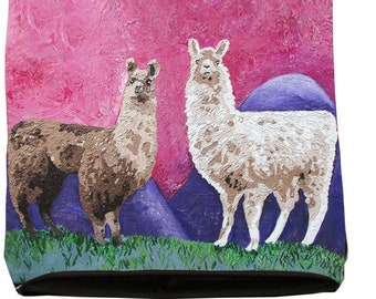 Llamas Large Cross Body Handbag by Salvador Kitti - Taken from my Original Oil Painting,Andean