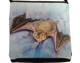Pallid Bat Small Cross Body Bag - Bat Messenger Bag, Bucket Handbag by Salvador Kitti