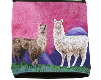 Llamas Cross Body Handbag by Salvador Kitti -Support Wildlife Conservation, Read How-From My Original Painting, Andean