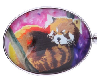 Red Panda Purse Charm, Red Panda Handbag Charm, Zipper Charm From My Painting Shy Beauty
