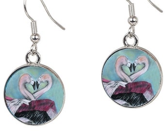 Flamingo Earrings - From My painting, Synchronous Nesting