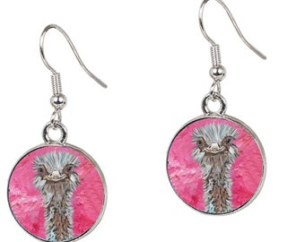 Ostrich Earrings - From My painting, Santosha